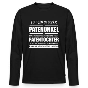 Patenonkel Onkel Pate Geschenk & Pate - Männer Premium Bio Langarmshirt - Schwarz - Vorne - Nico (187cm)