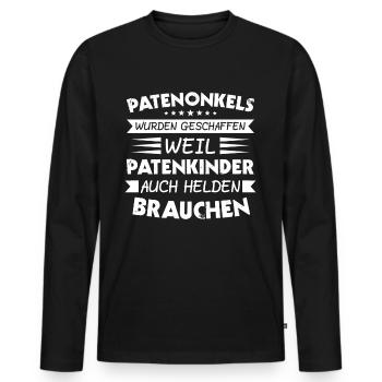 Patenonkel Onkel Pate Geschenk & Pate - Männer Premium Bio Langarmshirt - Schwarz - Vorne - Nico (187cm)