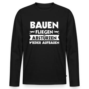 Modellflug Modellflieger Modellbau Geschenk - Männer Premium Bio Langarmshirt - Schwarz - Vorne - Nico (187cm)