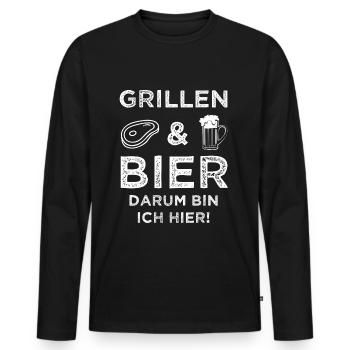 Grillen Grill BBQ Geschenk - Männer Premium Bio Langarmshirt - Schwarz - Vorne - Nico (187cm)