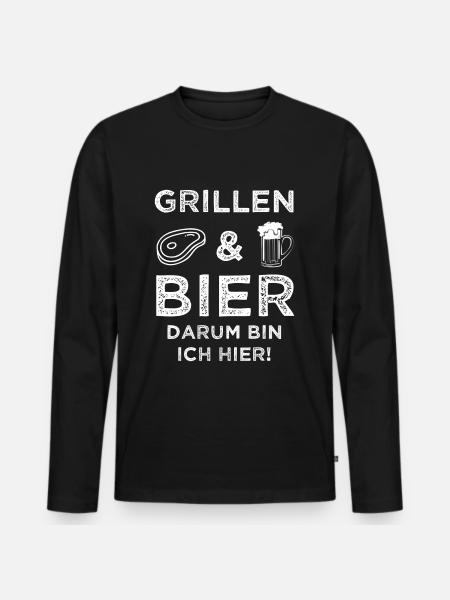 Grillen Grill BBQ Geschenk - Männer Premium Bio Langarmshirt - Schwarz