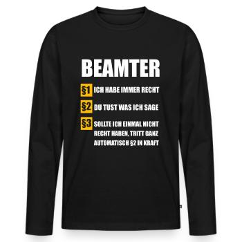 Beamter Beamte Beamtin Geschenk - Männer Premium Bio Langarmshirt - Schwarz - Vorne - Nico (187cm)