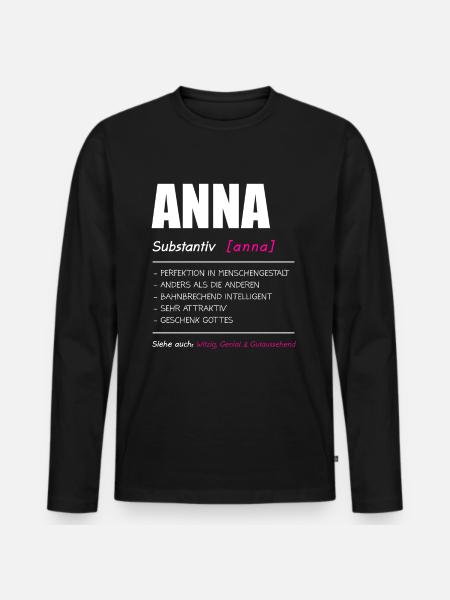 Anna Name Vorname Geschenk - Männer Premium Bio Langarmshirt - Schwarz