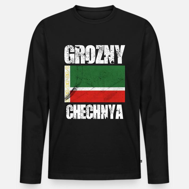 Grozny Chechnya, Chechen Flag - Männer Premium Bio Langarmshirt - Schwarz