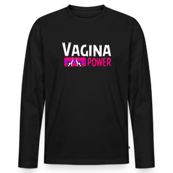 Vagina Power, Cool Feminist Power, Woman power - Men's Premium Organic Long Sleeve Shirt - black - Front - Nico (187cm)