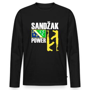 Sandzak Power, Cool Sandzak Fighter, Sandzak Flag - Men's Premium Organic Long Sleeve Shirt - black - Front - Nico (187cm)