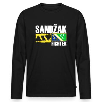 Sandzak Fighter, Sandzak Flag, Proud Sandzaklija - Men's Premium Organic Long Sleeve Shirt - black - Front - Nico (187cm)
