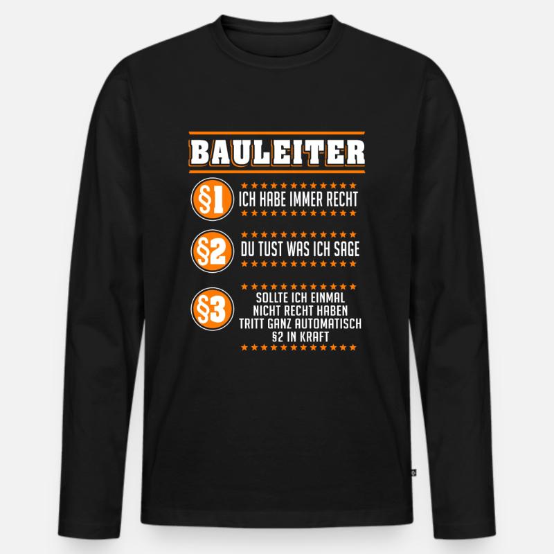 Bauleiter Baustelle Straßenbauer Geschenk - Männer Premium Bio Langarmshirt - Schwarz