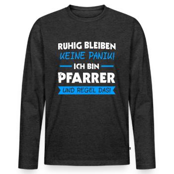 Pfarrer Pastor Priester Geschenk - Männer Premium Bio Langarmshirt - Anthrazit meliert - Vorne - Nico (187cm)