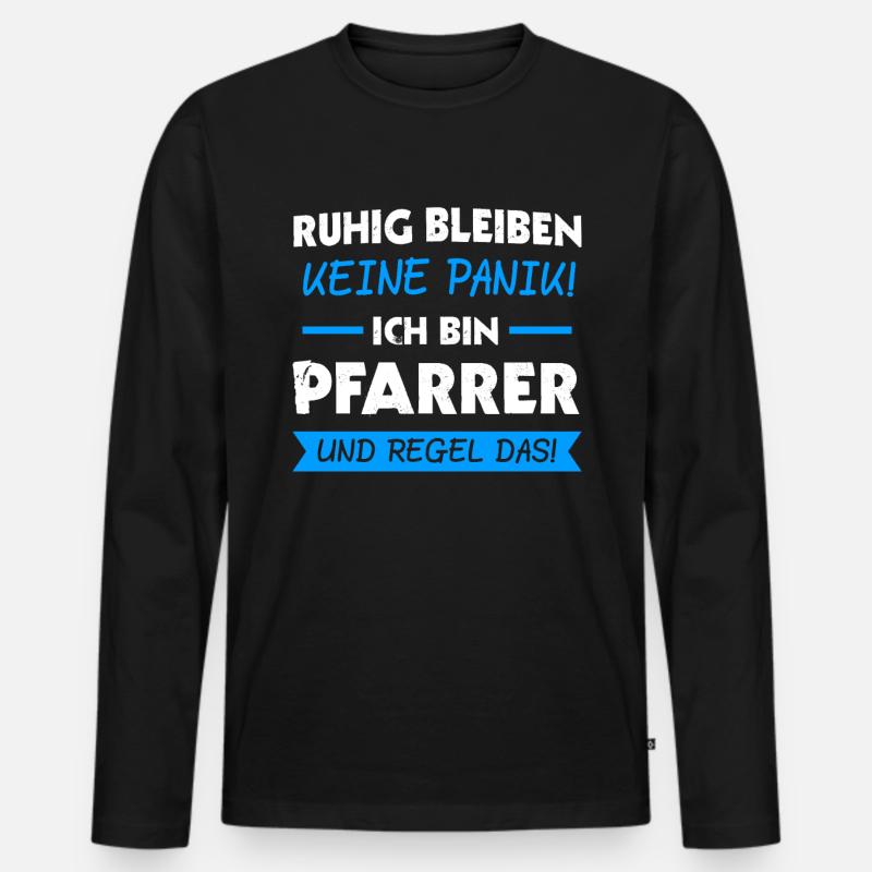 Pfarrer Pastor Priester Geschenk - Männer Premium Bio Langarmshirt - Schwarz