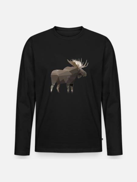Elch Polygon Skandinavien Elche Geschenk - Männer Premium Bio Langarmshirt - Schwarz