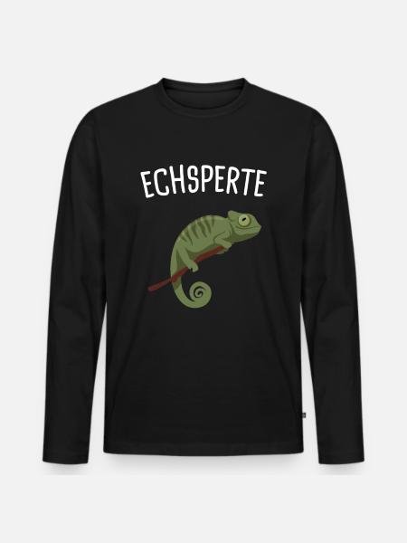 Echsperte Eidechse Reptil Geschenk - Männer Premium Bio Langarmshirt - Schwarz