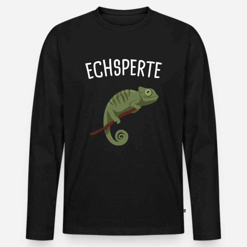 Echsperte Eidechse Reptil Geschenk - Männer Premium Bio Langarmshirt - Schwarz