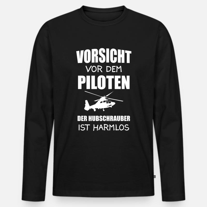 Hubschrauber Helikopter Pilot Geschenk - Männer Premium Bio Langarmshirt - Schwarz