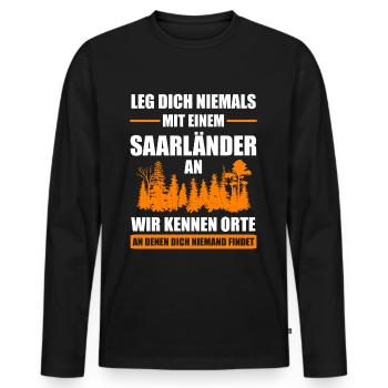 Saarland Saarländer Saarbrücken Geschenk - Männer Premium Bio Langarmshirt - Schwarz - Vorne - Nico (187cm)