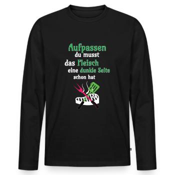 Grillen Aufpassen du musst das Fleisch eine dunkle - Männer Premium Bio Langarmshirt - Schwarz - Vorne - Nico (187cm)