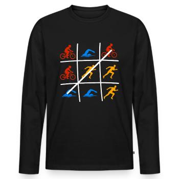 Triathlon Triathlet Triathleten Geschenk - Männer Premium Bio Langarmshirt - Schwarz - Vorne - Nico (187cm)