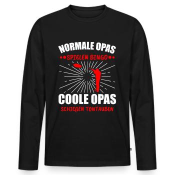 Tontaubenschießen Tontauben Wurftaubenschießen - Männer Premium Bio Langarmshirt - Schwarz - Vorne - Nico (187cm)