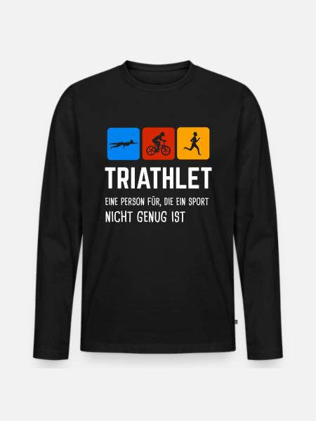 Triathlon Triathlet Triathleten Geschenk - Männer Premium Bio Langarmshirt - Schwarz