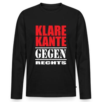 Antirassismus Klare Kante gegen Rechts - Männer Premium Bio Langarmshirt - Schwarz - Vorne - Nico (187cm)