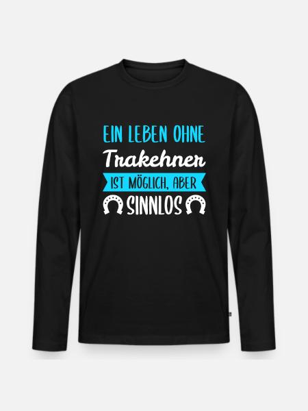 Trakehner Pferd Pferde Geschenk - Männer Premium Bio Langarmshirt - Schwarz