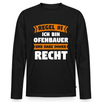 Ofenbauer Ofen Kamin Geschenk - Männer Premium Bio Langarmshirt - Schwarz - Vorne - Nico (187cm)