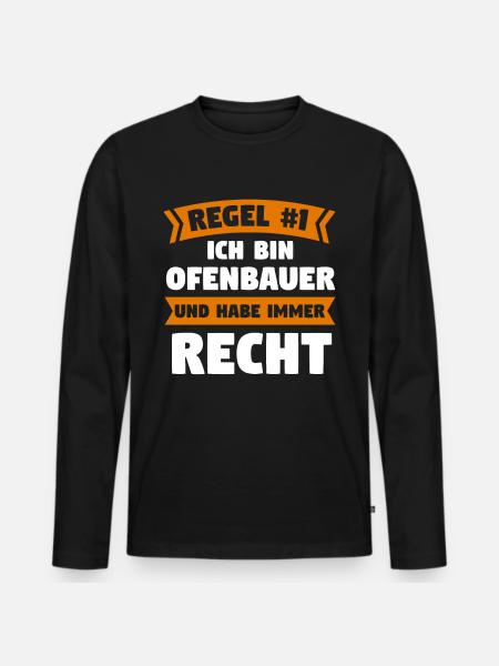 Ofenbauer Ofen Kamin Geschenk - Männer Premium Bio Langarmshirt - Schwarz