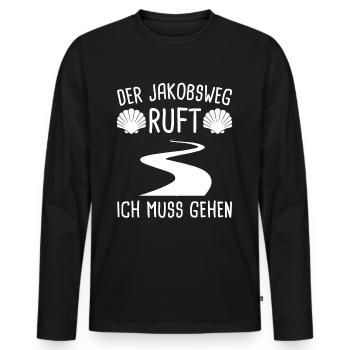 Jakobsweg Pilger Pilgern Geschenk - Männer Premium Bio Langarmshirt - Schwarz - Vorne - Nico (187cm)