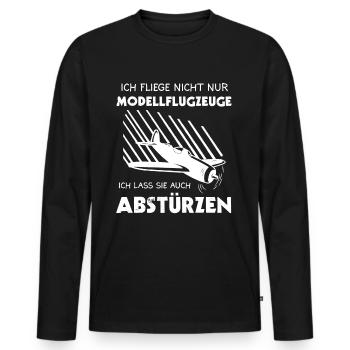 Modellflug Modellflugzeug Modellbau Geschenk - Männer Premium Bio Langarmshirt - Schwarz - Vorne - Nico (187cm)