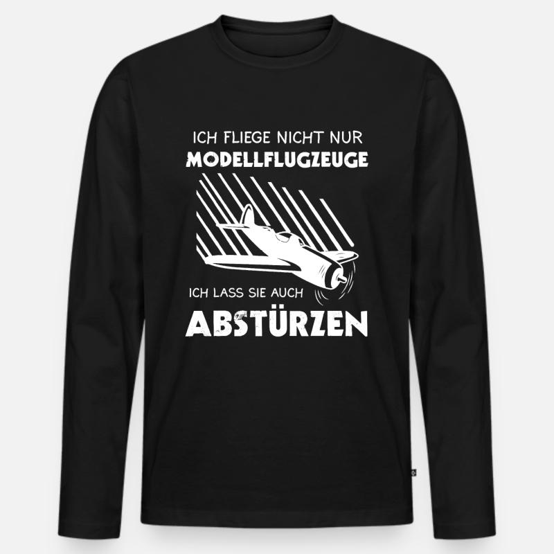Modellflug Modellflugzeug Modellbau Geschenk - Männer Premium Bio Langarmshirt - Schwarz