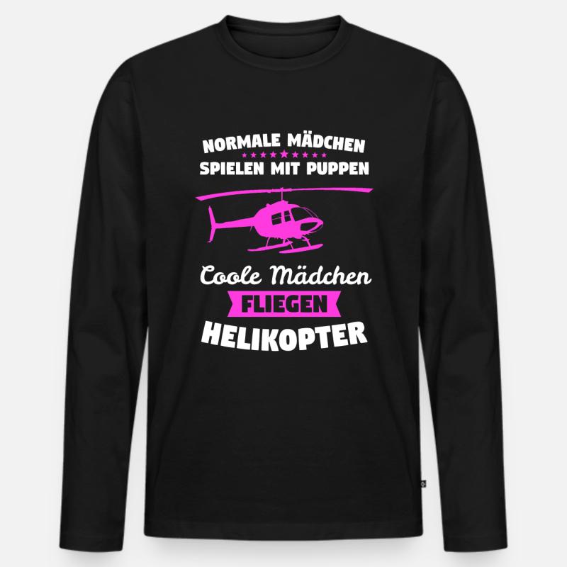 Helikopter Hubschrauber Pilot Geschenk - Männer Premium Bio Langarmshirt - Schwarz