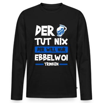 Ebbelwoi Apfelwein Frankfurt am Main Geschenk - Männer Premium Bio Langarmshirt - Schwarz - Vorne - Nico (187cm)