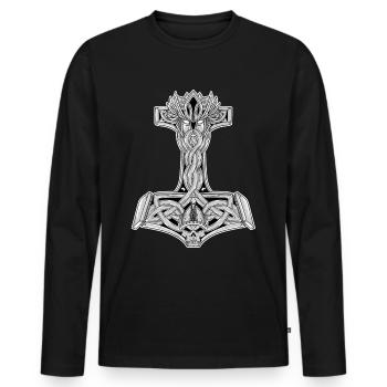 Mjolnir Thors Hammer Vikings Walhalla Vikinger - T-shirt manches longues Premium bio Homme - noir - Devant - Nico (187cm)
