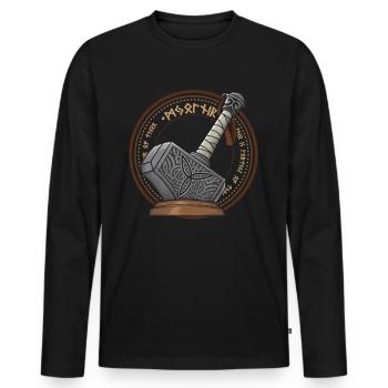 Mjolnir Thors Hammer Vikings Walhalla Vikinger - T-shirt manches longues Premium bio Homme - noir - Devant - Nico (187cm)