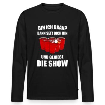Beerpong Funny Beer Beerpong Geschenk - Männer Premium Bio Langarmshirt - Schwarz - Vorne - Nico (187cm)