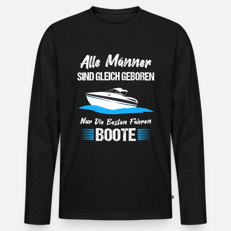 Motorboot Boot Bootsbesitzer Boote Geschenk - Männer Premium Bio Langarmshirt - Schwarz