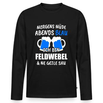Feldwebel Bundeswehr Soldaten Militär Geschenk - Männer Premium Bio Langarmshirt - Schwarz - Vorne - Nico (187cm)