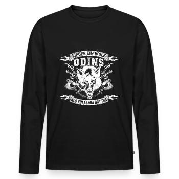 Wikinger Viking Walhalla Wolf Odins Geschenk Vater - Männer Premium Bio Langarmshirt - Schwarz - Vorne - Nico (187cm)