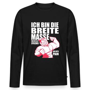 Bodybuilding Fitness Ich bin die breite Masse - Männer Premium Bio Langarmshirt - Schwarz - Vorne - Nico (187cm)