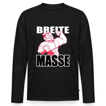 Bodybuilding Fitness Ich bin die breite Masse - Männer Premium Bio Langarmshirt - Schwarz - Vorne - Nico (187cm)