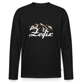 Zefix Bavaria Bavarian saying Oida dahoam - Men's Premium Organic Long Sleeve Shirt - black - Front - Nico (187cm)