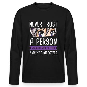 Anime vêtements Waifu Manga Otaku cadeau - T-shirt manches longues Premium bio Homme - noir - Devant - Nico (187cm)