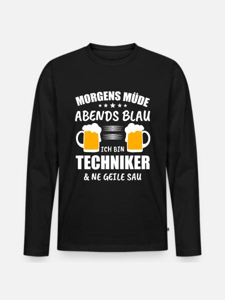 Techniker Computer Technik Geschenk - Männer Premium Bio Langarmshirt - Schwarz