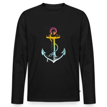 Anker - Männer Premium Bio Langarmshirt - Schwarz - Vorne - Nico (187cm)