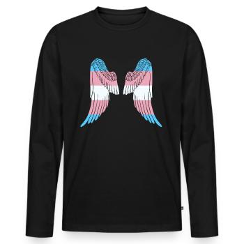 Transgender Wing Gay Pride LGBTQ Gift - Men's Premium Organic Long Sleeve Shirt - black - Front - Nico (187cm)