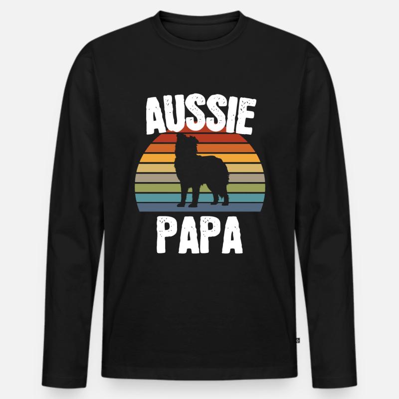 Aussie Papa Australian Shepherd Geschenk - Männer Premium Bio Langarmshirt - Schwarz