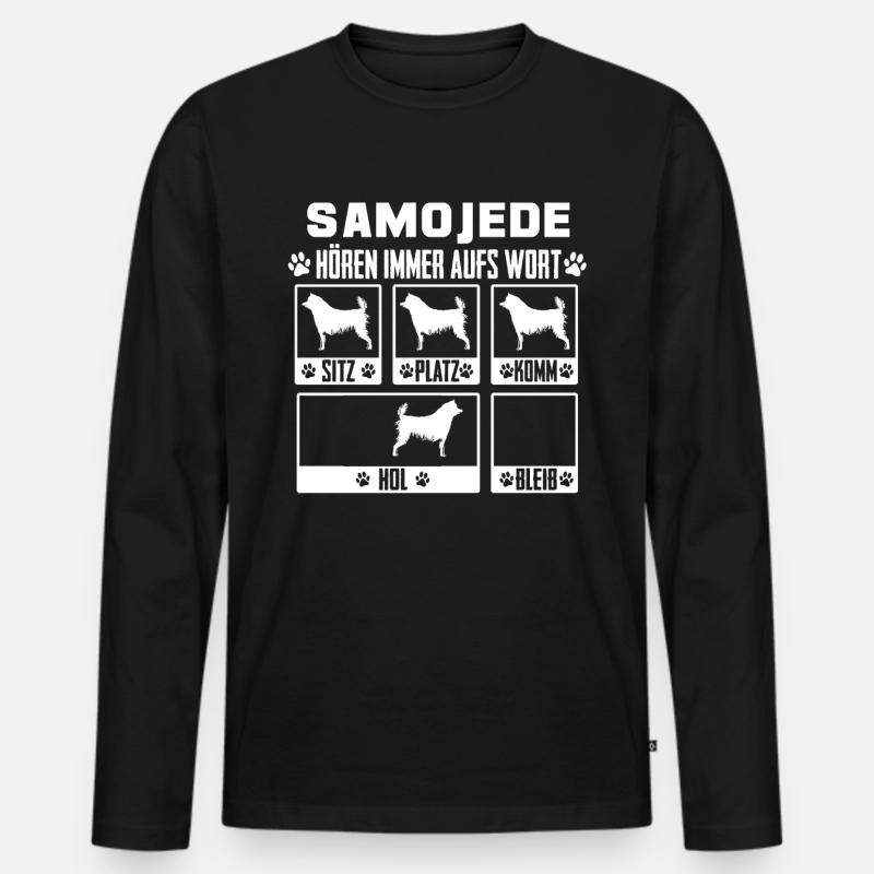 Samojede Samojeden Hund Geschenk - Männer Premium Bio Langarmshirt - Schwarz