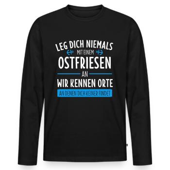 Ostfriese Ostfriesland Nordsee Geschenk - Männer Premium Bio Langarmshirt - Schwarz - Vorne - Nico (187cm)
