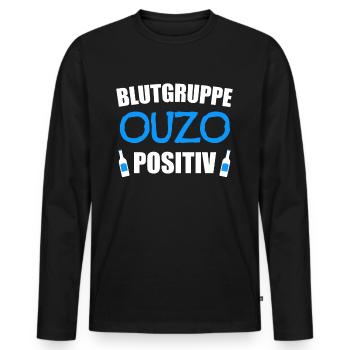 Ouzo Alkohol Schnaps Geschenk - Männer Premium Bio Langarmshirt - Schwarz - Vorne - Nico (187cm)