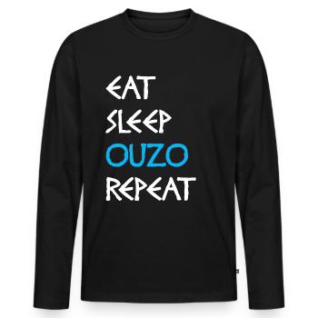Cadeau de brandy alcool ouzo - T-shirt manches longues Premium bio Homme - noir - Devant - Nico (187cm)